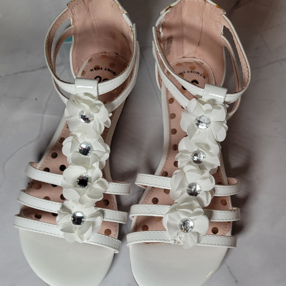 So Memory Foam Girls White Size 1 Dress Shoes
